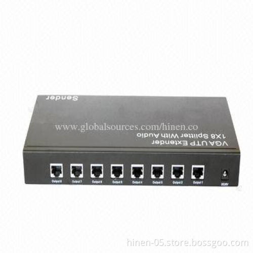 VGA UTP Extender 1x8 Splitter with Audio, Supports Resolution Up to 1920x1200